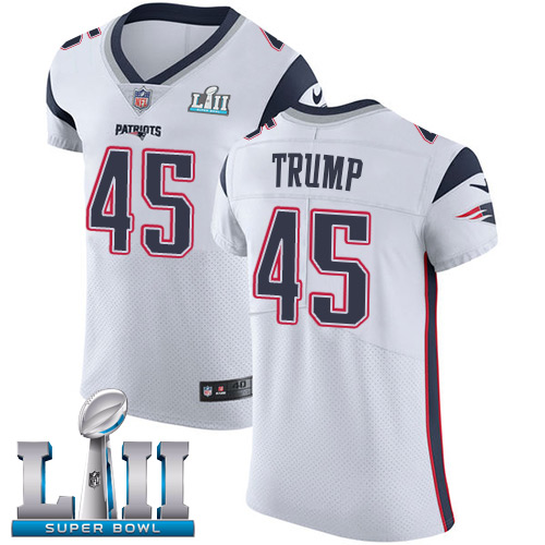 Nike Patriots #45 Donald Trump White Super Bowl LII Men's Stitched NFL Vapor Untouchable Elite Jersey